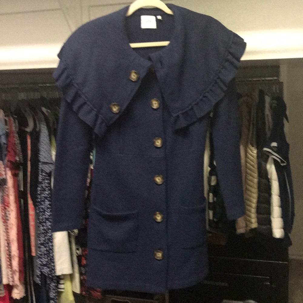 Anthropologie HWR navy blue coat